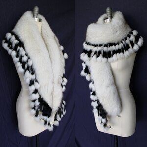 Vintage silver fox blonde fur fringe stole wrap cape shawl jacket scarf collar